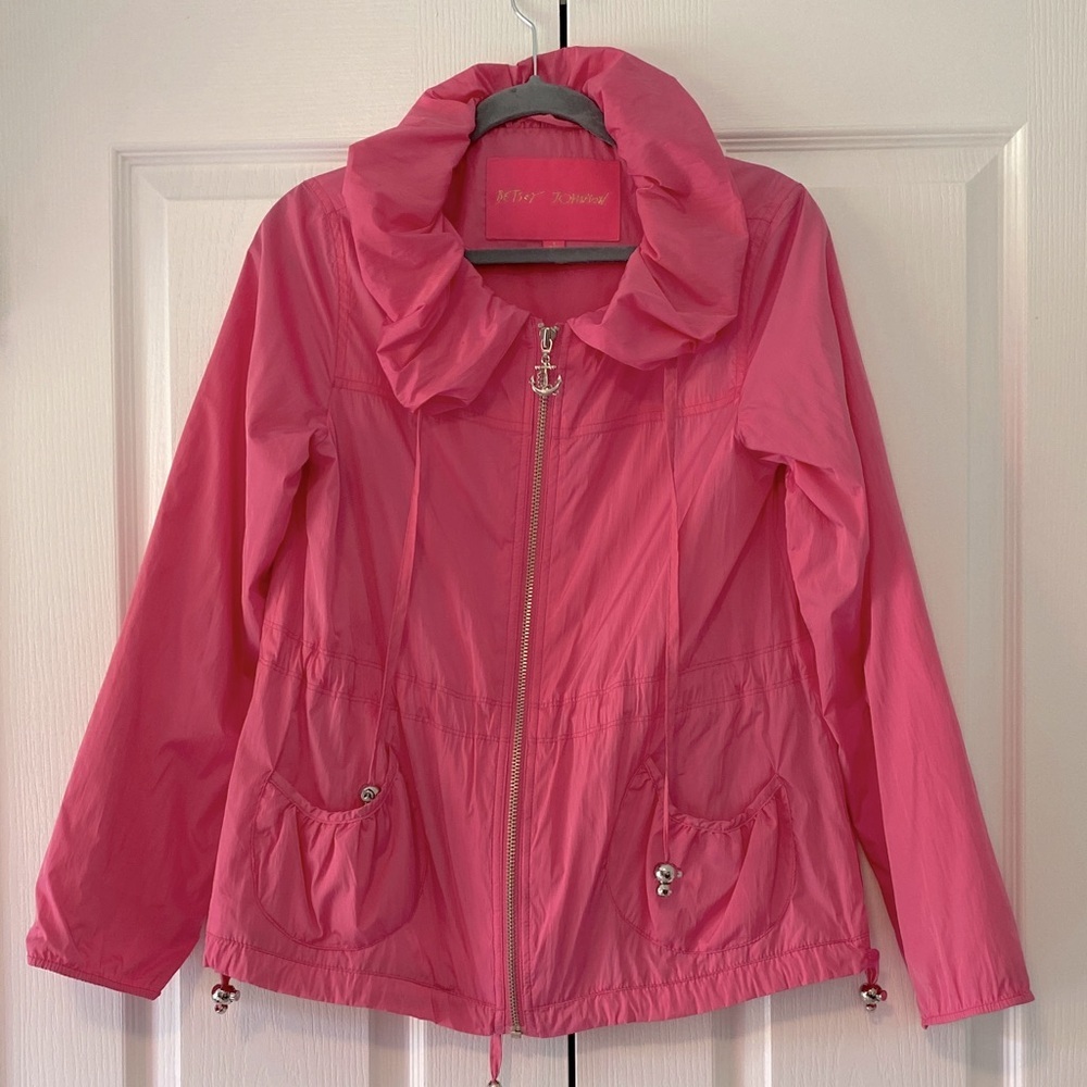 Betsey Johnson Pink Ruffle Collar Coat